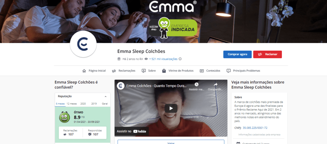Emma Sleep Colchões é case sucesso no Reclame AQUI