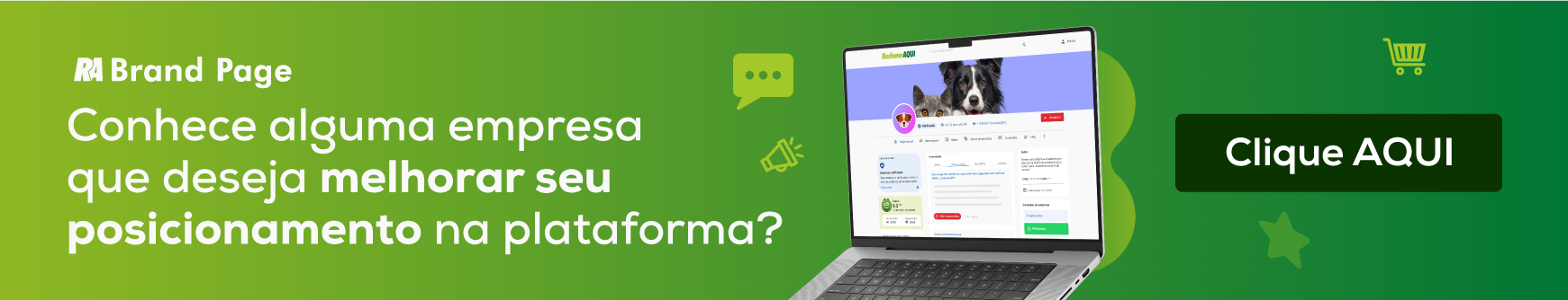 LP da RA Brand Page Iniciante, para empresas Sem Reputação no Reclame AQUI