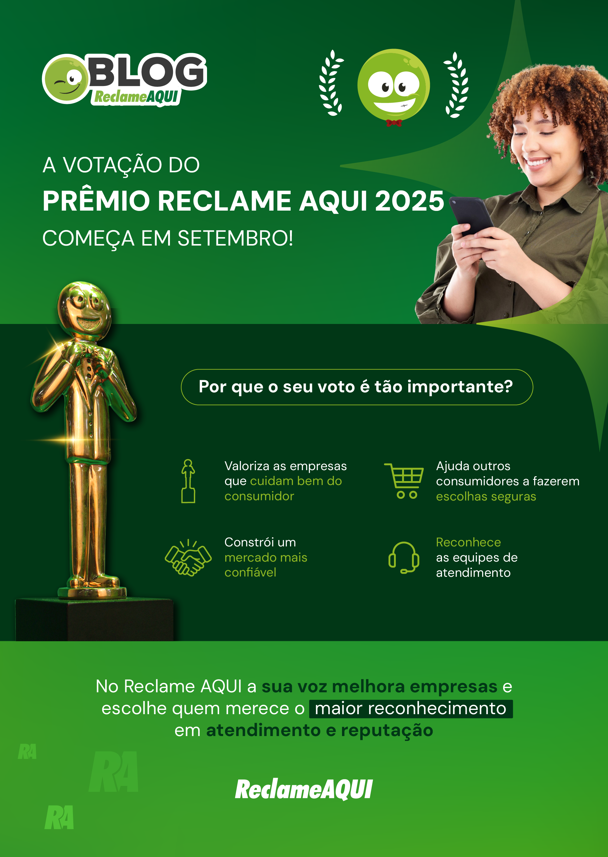 A VOTAÇÃO DO PRÊMIO RECLAME AQUI 2025 COMEÇA EM SETEMBRO!