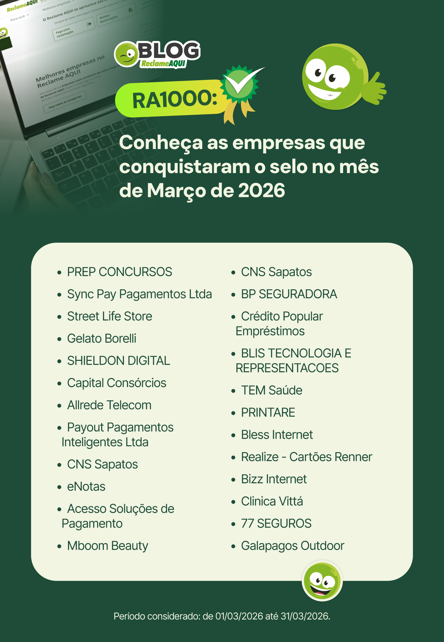 Empresas RA1000 março